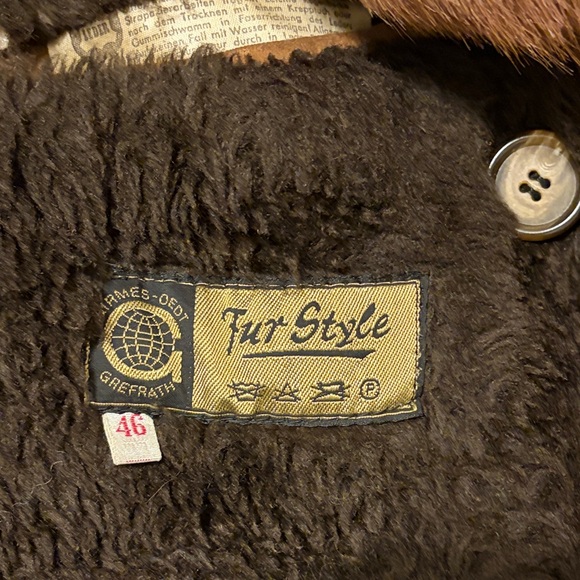 Vintage Brown Suede Trench Coat with Fur Collar Wounded Bird - Picture 9 of 10